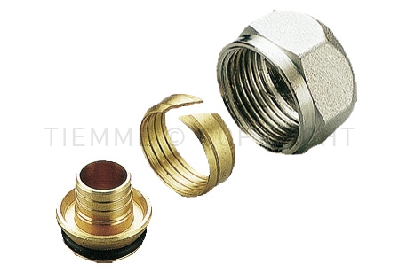 TIEMME - Pex boruları üçün 1" birləşmələr üçün adapterlər (nikel üzlüklü qoz, üzük və layner dəsti) 16sp 2,0-3/4"  Tiemme